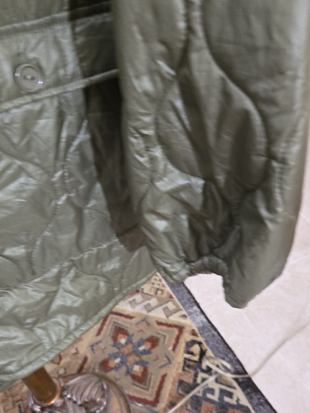 Quilted Olive Lightweight Puffer Jacket - Picture 4 of 5